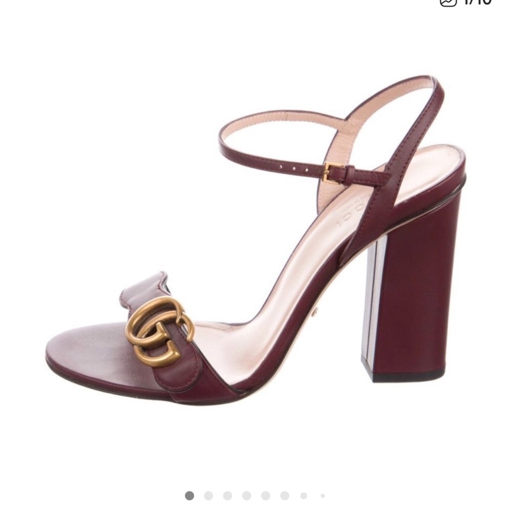 Gucci Burgundy Block Heel Sandals marmont
